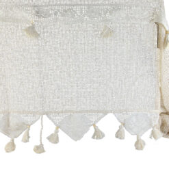 Perdea rustica din bumbac 160x180 CM, cu dantela trandafiri si margele din lemn