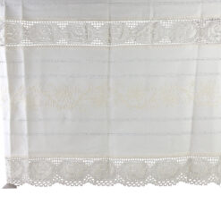 Perdea rustica din bumbac 160 x 180 cm, cu dantela trandafir si brodarie