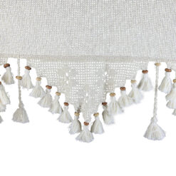 Perdea rustica din bumbac 160x180 CM, cu dantela si margele din lemn