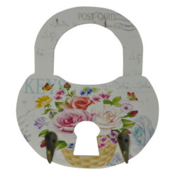 Suport pentru cheie realizat din lemn in forma de lacat - Design vintage - Diverse modele