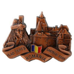 Alternative view of Magnet de frigider metalic 9 x 6 cm, Romania/Vlad Tepes & Castelul Bran