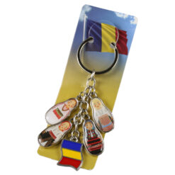 Alternative view of Breloc din metal "Romania" 10 cm, steag cu papusi traditionale