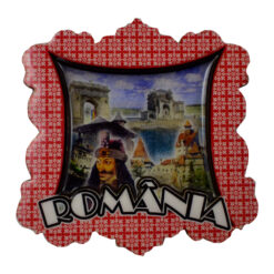 Alternative view of Magnet frigider din lemn si rasina Romania/Dracula 8 CM