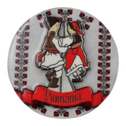 Alternative view of Magnet frigider din lemn si rasina Romania 9 CM, rotund