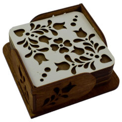 Set 6 suporturi pahare din lemn 10.5 CM, cu flori