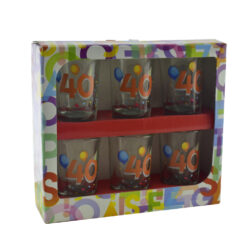 Set 6 pahare shot din sticla - Design aniversar "40"