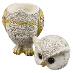 Alternative view of Figurina bufnita/Cutiuta, din rasina aurie 14 CM