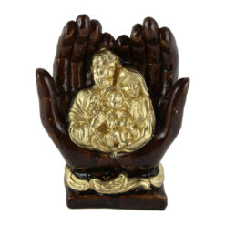 Statueta din ipsos Sfanta Familie 11 x 5.5 x 14 cm, maro / auriu