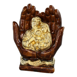 Statueta mana din ipsos Sfanta Familie 11 x 5.5 x 15 cm maro / auriu