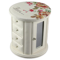 Cutie bijuterii rotunda din piele ecologica 18x20 CM Flower