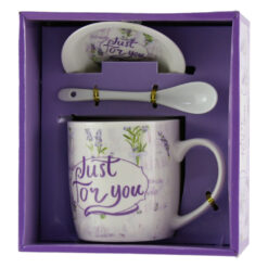 Alternative view of Cana cu farfurie si lingurita din ceramica "Just for you" lavanda 9 CM
