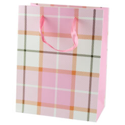 Punga cadou din hartie 18x23 CM - Carouri Roz