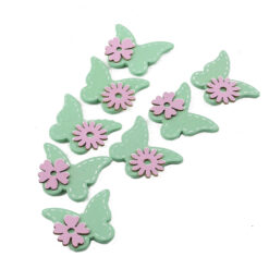 Set 8 decoratiune fluture autoadeziva din lemn 4.5 CM