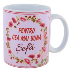Cana ceramica "Pentru cea mai buna Sefa" 330 ml, Roz