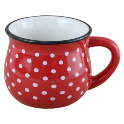 Cana ceramica cu buline albe 230 ml, Rosu