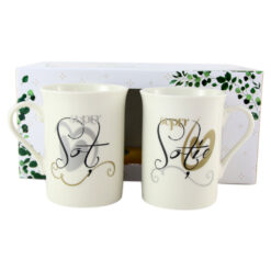 Set 2 cani din ceramica "Super Sot/Super Sotie", 290 ml, in cutie cadou