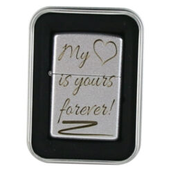 Bricheta metalica "My heart is yours forever.", 3.5x5.5 CM, Argintiu