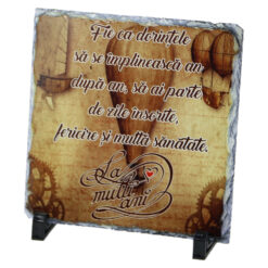 Placa ardezie "La multi ani!", pentru barbati 19x19 CM