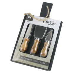 Set servire branzeturi cu tava din piatra ardezie si 3 cutite, Excellent Houseware