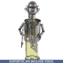 Suport sticla de vin, din metal Pescar 15x34 CM
