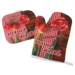 Set manusa si suport oala "Cea mai minunata Mama Soacra!", lalele