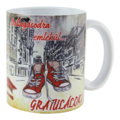 Cana ceramica pentru absolvire 330 ml, "Ballagasodra emlekul", Rosu
