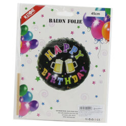 Alternative view of Balon folie "Happy Birthday" 45 CM, negru