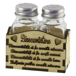 Set solnita si pipernita cu suport lemn "Binecuvantare"