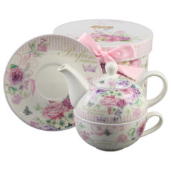 Set ceainic cu ceasca si farfurioara, 350 ml / 310 ml, in cutie decorativa, Garden