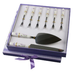 Set tacamuri pentru tort, 8 piese, cu maner din ceramica, "Lavanda Flow"