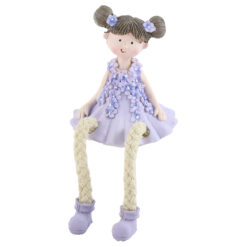 Figurina Fetita cu rochie mov 16 CM, din rasina, cu picioare mobile