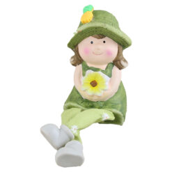 Figurina Fata din ceramica cu floare 18 CM, cu picioare mobile