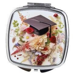 Oglinda de buzunar Absolvire 7 CM, Flori cu toca, alb