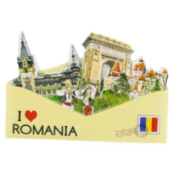 Magnet frigider din rasina 8x5.5 CM, I Love Romania