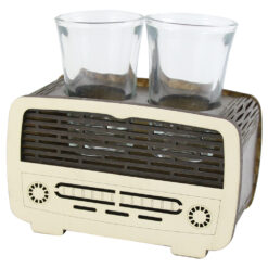 Suport din lemn cu 2 pahare Radio 12x6 CM