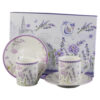 Set 2 cesti espresso din ceramica cu farfurii, "Lavender", 90 ml, in cutie cadou,  Lavanda Flow