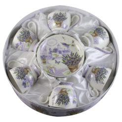 Alternative view of Set 6 cesti din ceramica cu farfurii, "Lavender Passion", 200 ml, in cutie cadou