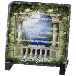 Placa ardezie "La 18 ani...La multi ani!" 14x14 CM, Verde