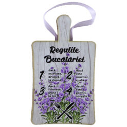Magnet frigider din lemn "Regulile Bucatariei" 6x10 CM, Lavanda