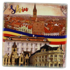 Magnet din ceramica "Romania", 7.5x7.5 CM, Sibiu