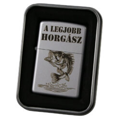 Bricheta metalica gravata "A legjobb Horgasz" 3.5 x 5.5 cm, argintiu