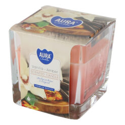 Lumanare parfumata in pahar sticla Aura, Vanilia & Amber 170 gr