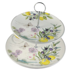 Platou etajat cu 2 nivele din ceramica, 26/21 CM, Oliva