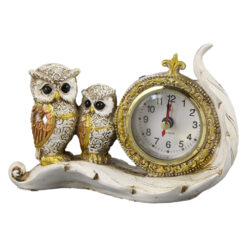 Ceas de masa din rasina, cu bufnite, 16x10 CM