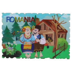 Magnet frigider din lemn, 9x6 CM, Romania, Tarani
