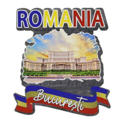 Magnet frigider din lemn, 7x8 CM, Romania, Bucuresti, Palatul Parlamentului