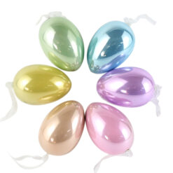 Set 6 oua colorate din plastic 4x6 cm, sidefate