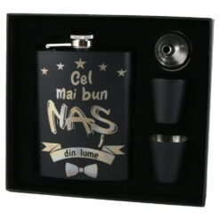 Set cadou "Cel mai bun Nas din lume",  Plosca cu palnie si 2 pahare