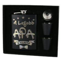 Set cadou "A legjobb Apa a vilagon",  Plosca cu palnie si 2 pahare