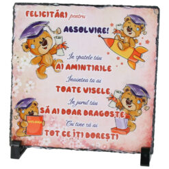 Placa ardezie "Felicitari pentru Absolvire" 19x19 CM, Ursuleti